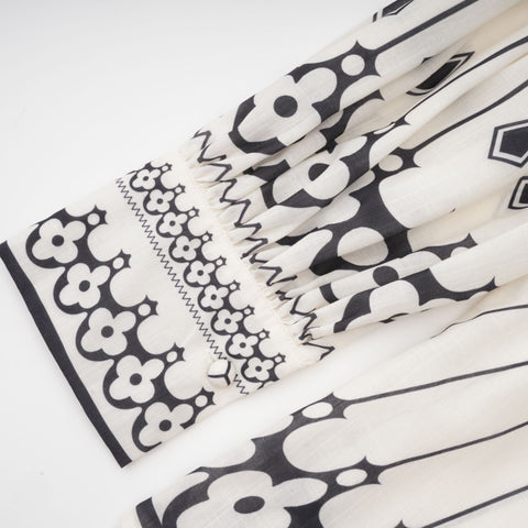 Allie Graphic Print Shirt and Shorts Set — White & Black