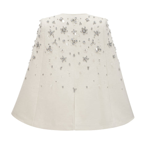 Éléonore Crystal-Embellished Cape Jacket — White