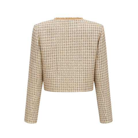 Aëlle Gold Tweed Sequin Jacket and Skirt Ensemble