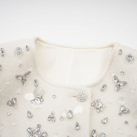 Éléonore Crystal-Embellished Cape Jacket — White