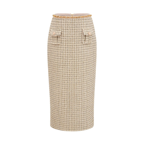 Aëlle Gold Tweed Sequin Jacket and Skirt Ensemble