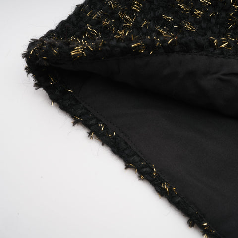 Claudine Metallic Tweed Jacket and Shorts Set — Black & Gold