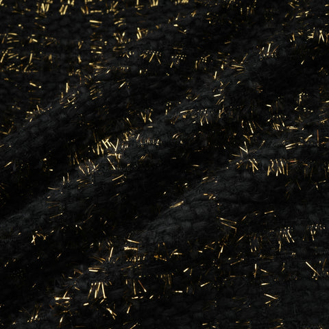 Claudine Metallic Tweed Jacket and Shorts Set — Black & Gold