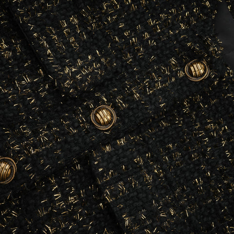 Claudine Metallic Tweed Jacket and Shorts Set — Black & Gold
