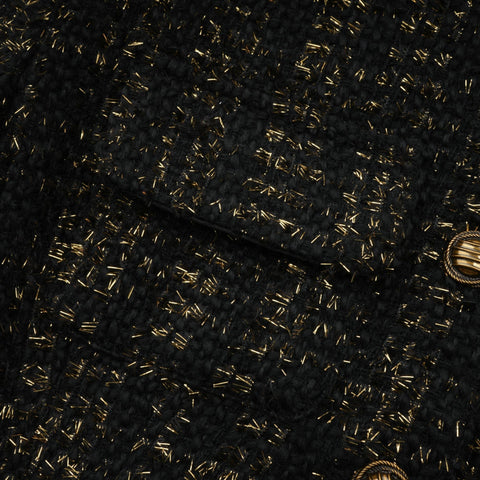 Claudine Metallic Tweed Jacket and Shorts Set — Black & Gold