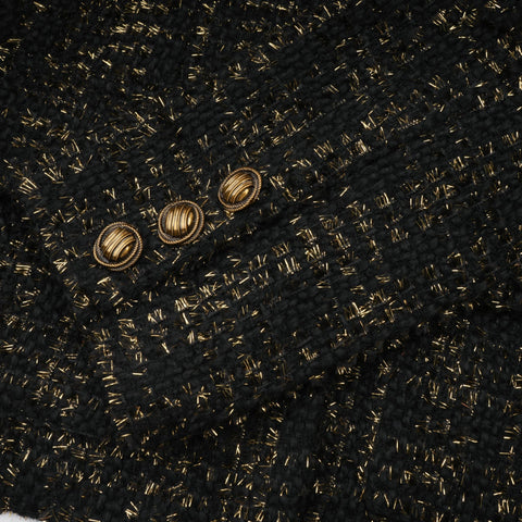 Claudine Metallic Tweed Jacket and Shorts Set — Black & Gold