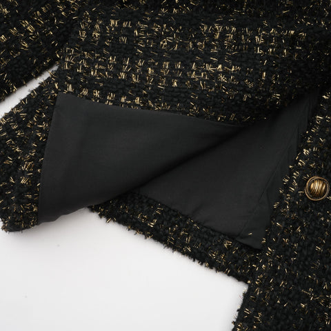 Claudine Metallic Tweed Jacket and Shorts Set — Black & Gold