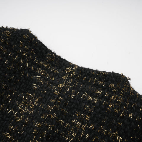 Claudine Metallic Tweed Jacket and Shorts Set — Black & Gold