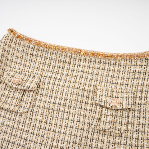 Aëlle Gold Tweed Sequin Jacket and Skirt Ensemble