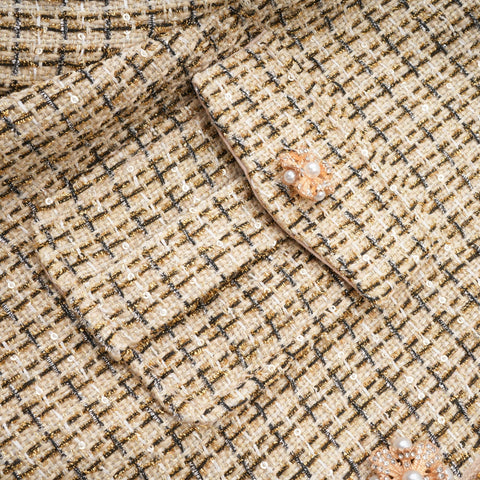 Aëlle Gold Tweed Sequin Jacket and Skirt Set