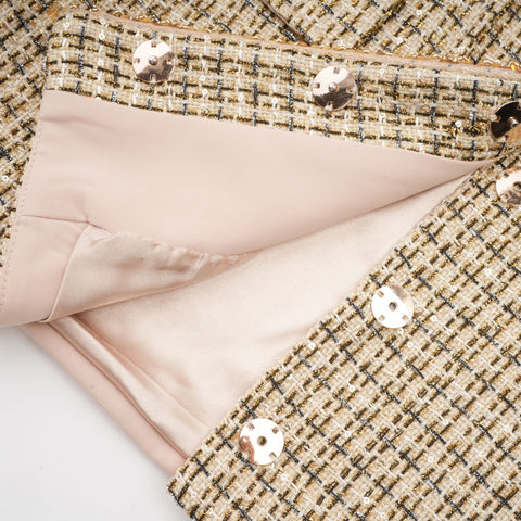 Aëlle Gold Tweed Sequin Jacket and Skirt Set