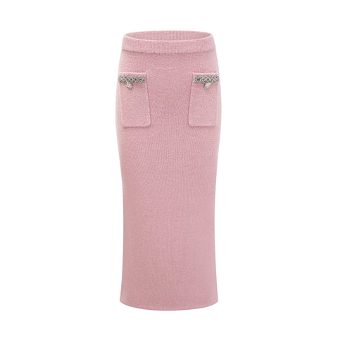 Renée Crystal-Embellished Jacket and Skirt Set — Pink