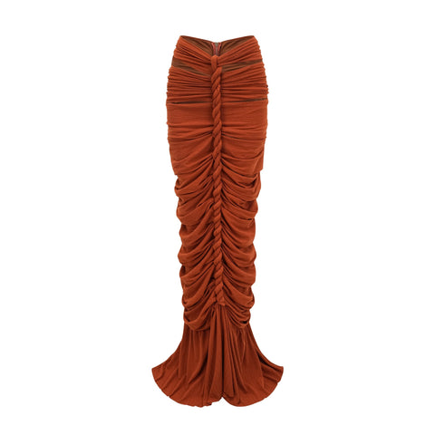 Célestine Twisted Cut-Out Top and Skirt Set — Brown
