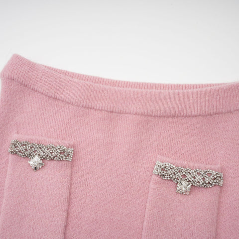 Renée Crystal-Embellished Jacket and Skirt Set — Pink