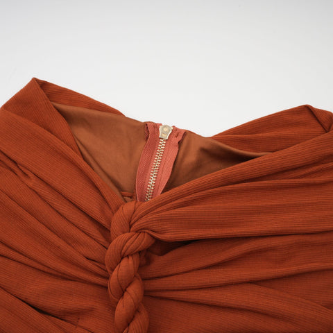 Célestine Twisted Cut-Out Top and Skirt Set — Brown
