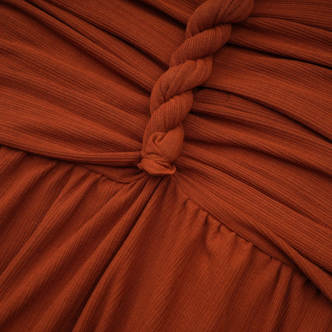 Célestine Twisted Cut-Out Top and Skirt Set — Brown