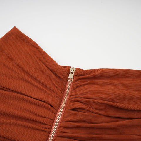 Célestine Twisted Cut-Out Top and Skirt Set — Brown