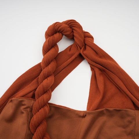 Célestine Twisted Cut-Out Top and Skirt Set — Brown