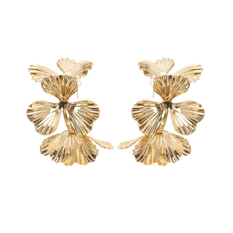 Lola Gold Faux-Flower Earrings, Cuavan