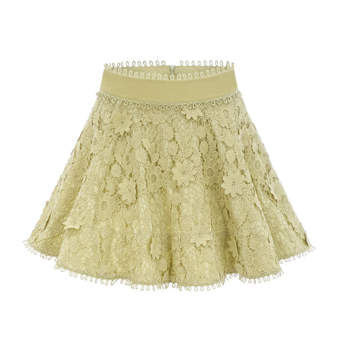 Hélène Floral Embroidery Shirt and Skirt Set — Green