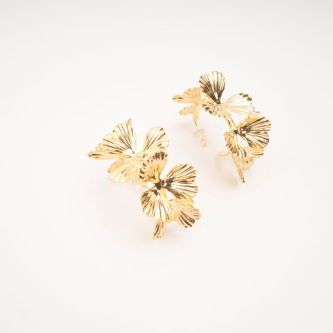 Lola Gold Faux-Flower Earrings, Cuavan