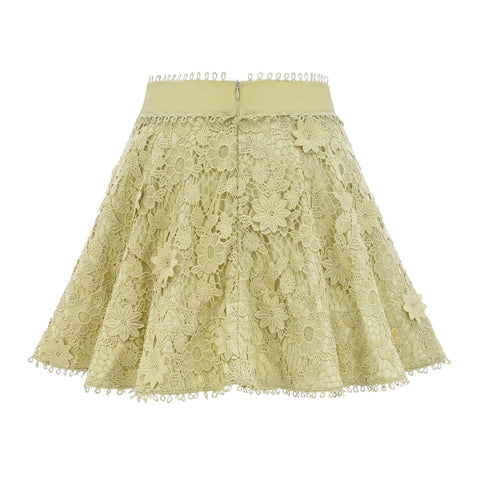 Hélène Floral Embroidery Shirt and Skirt Set — Green