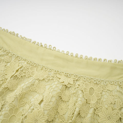 Hélène Floral Embroidery Shirt and Skirt Set — Green