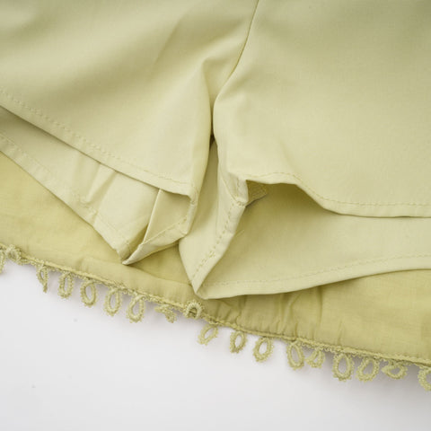 Hélène Floral Embroidery Shirt and Skirt Set — Green
