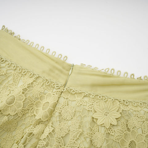 Hélène Floral Embroidery Shirt and Skirt Set — Green