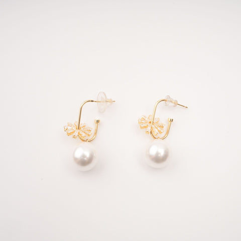 Faux Pearl Crystal Drop Earrings