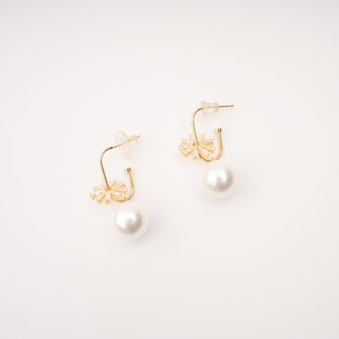 Faux Pearl Crystal Drop Earrings