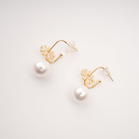 Faux Pearl Crystal Drop Earrings