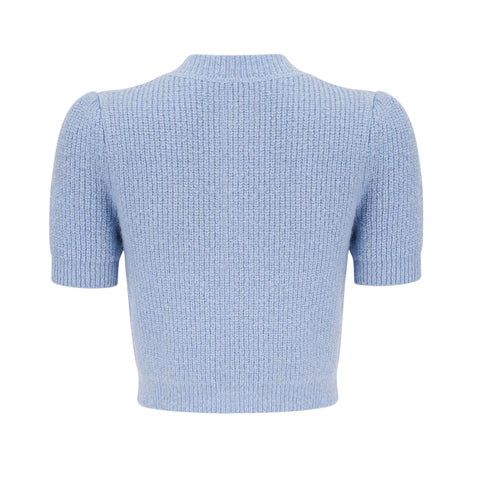Chantal Knit Blouse and Skirt Set — Blue