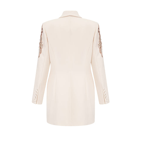 Éléna Sequined Wrap Blazer Dress — Neutral