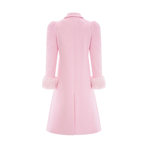 Louisette Faux-Fur Cuff Coat — Pink