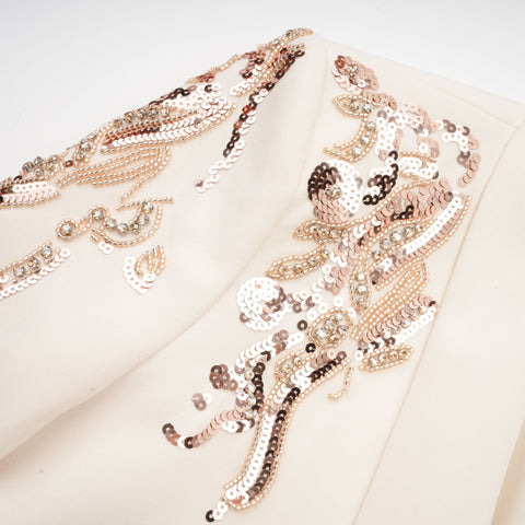 Éléna Sequined Wrap Blazer Dress — Neutral
