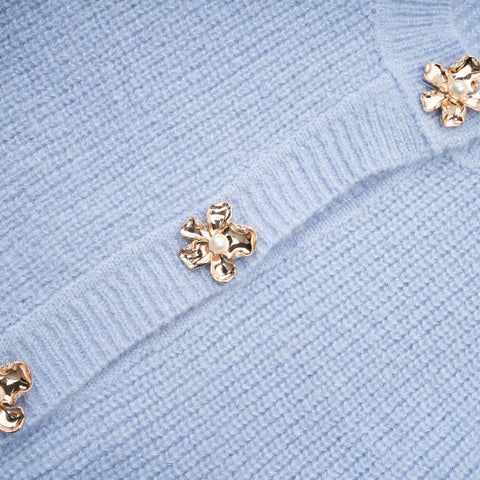 Chantal Knit Blouse and Skirt Set — Blue