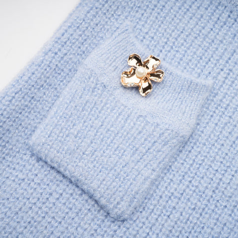 Chantal Knit Blouse and Skirt Set — Blue