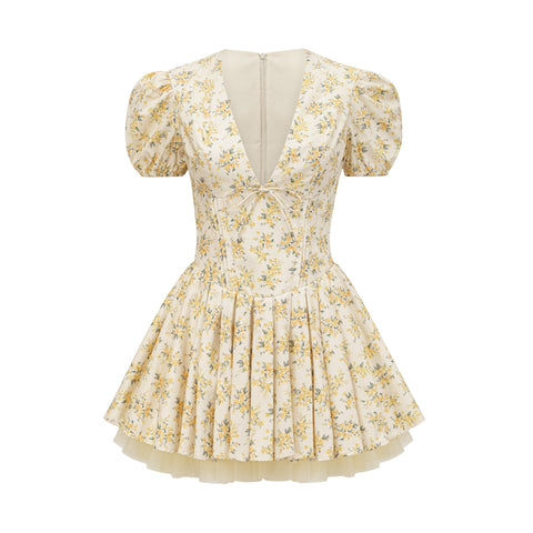 Floral-Print Pleated Mini Dress by Liane