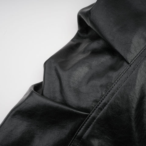 Virginie Quilted Leatherette Jacket — Black