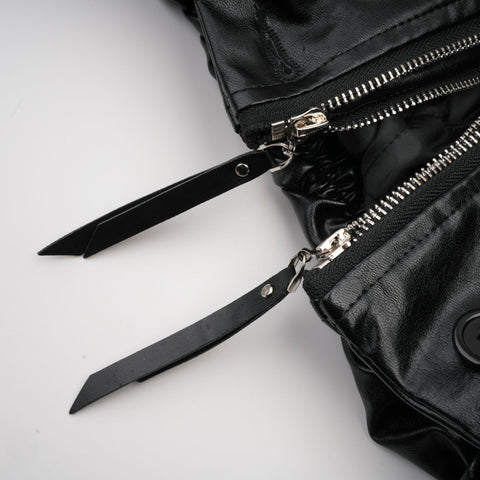 Virginie Quilted Leatherette Jacket — Black
