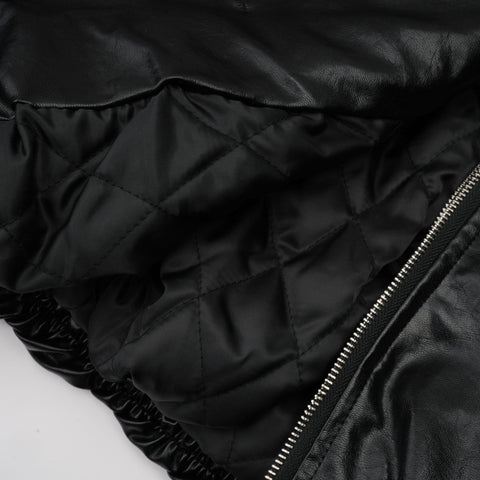 Virginie Quilted Leatherette Jacket — Black