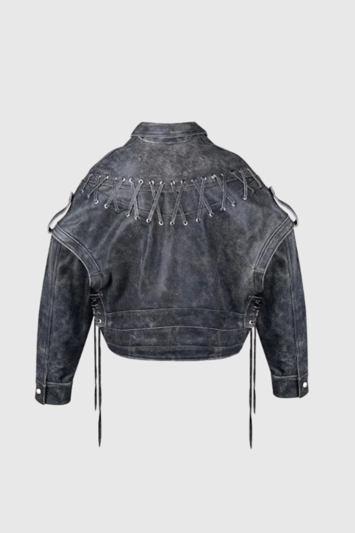 Aria Lace-Up Leather Jacket, Cuavan