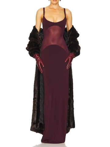 Sheer Knit Curve Maxi Dress, Cuavan