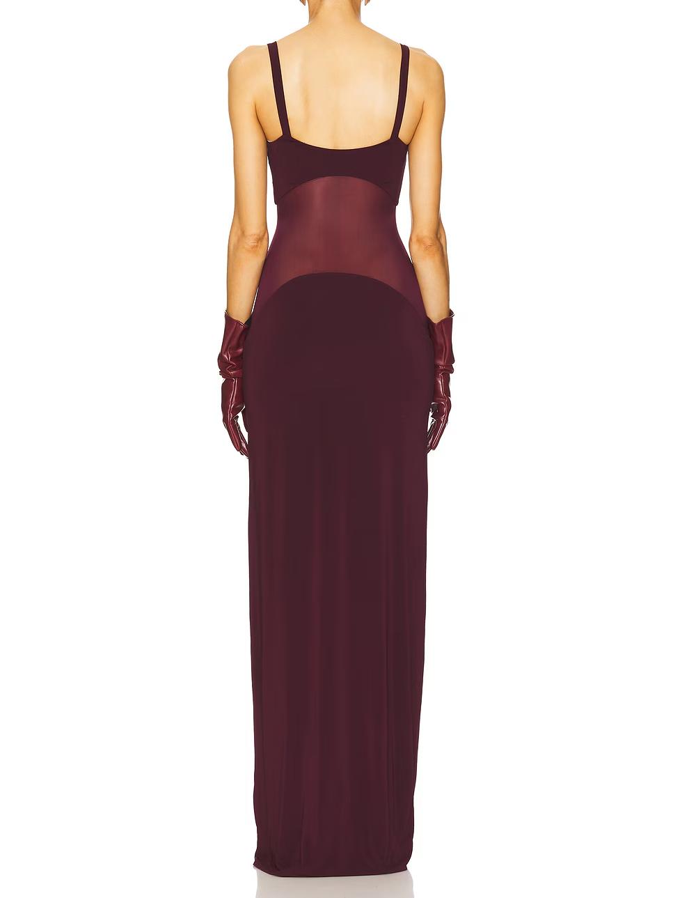 Sheer Knit Curve Maxi Dress, Cuavan