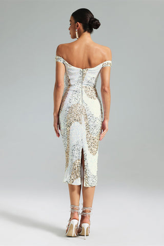 Jellay One-Shoulder Sequin Midi Dress