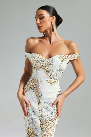 Jellay One-Shoulder Sequin Midi Dress