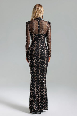 Pale Sequin Mesh Maxi Dress