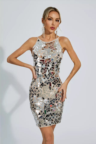 Rivka Sequin Slip Mini Dress — Silver