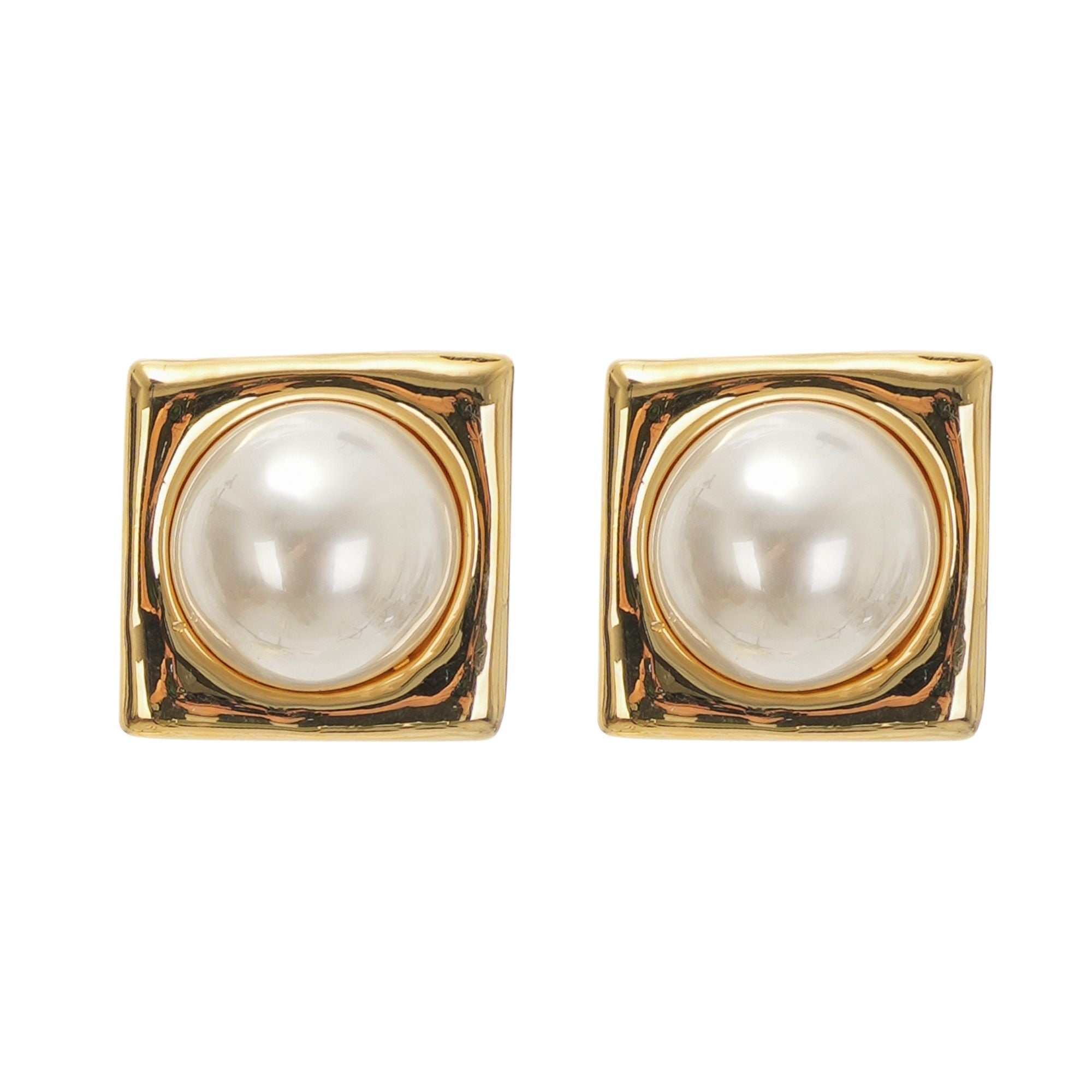 Juana Square Pearl Earrings, Cuavan